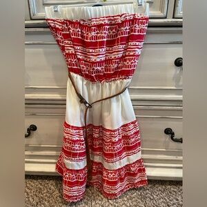 Ya Los Angeles Red and White Strapless Dress